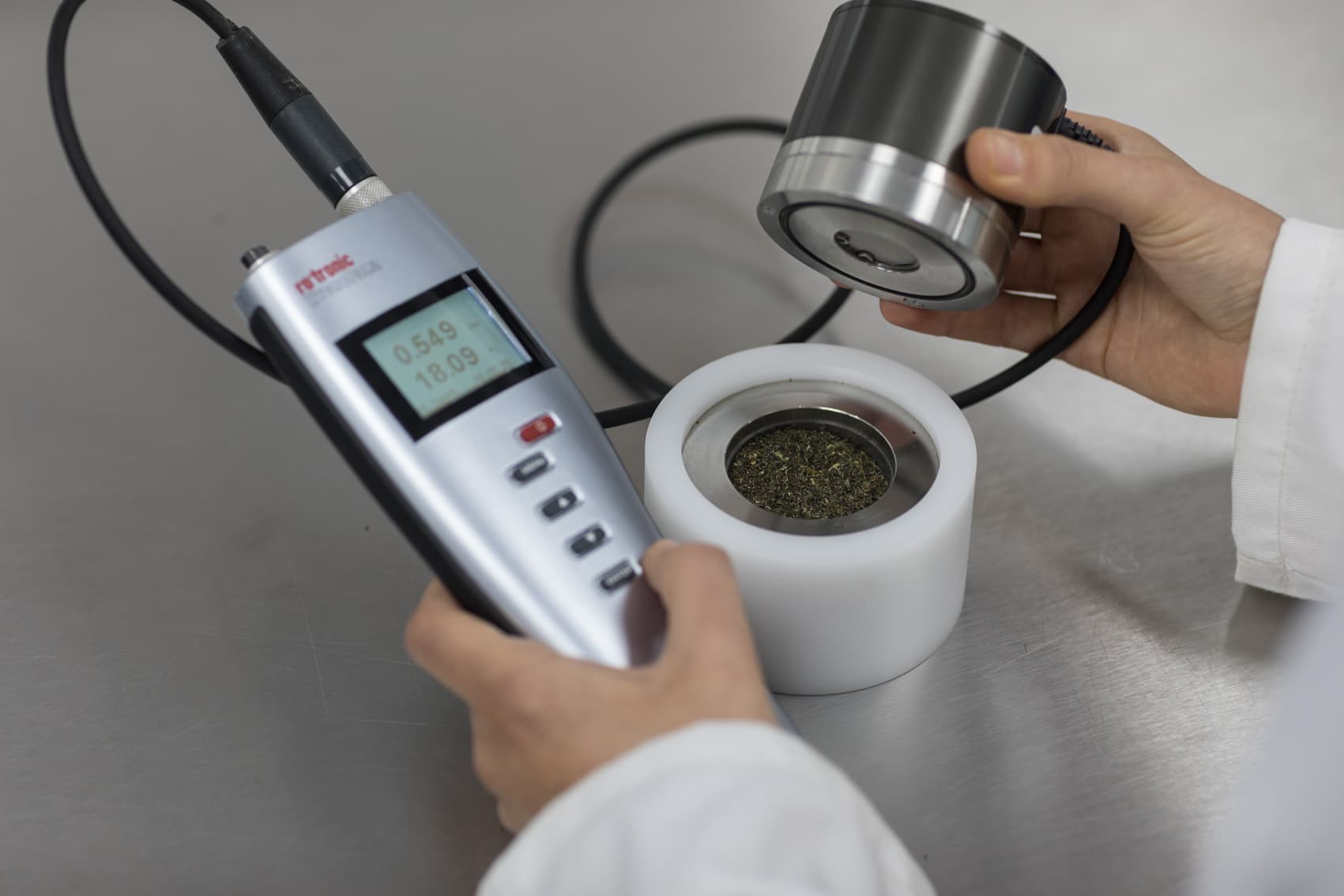 someone scanning the dried seaweed with a device